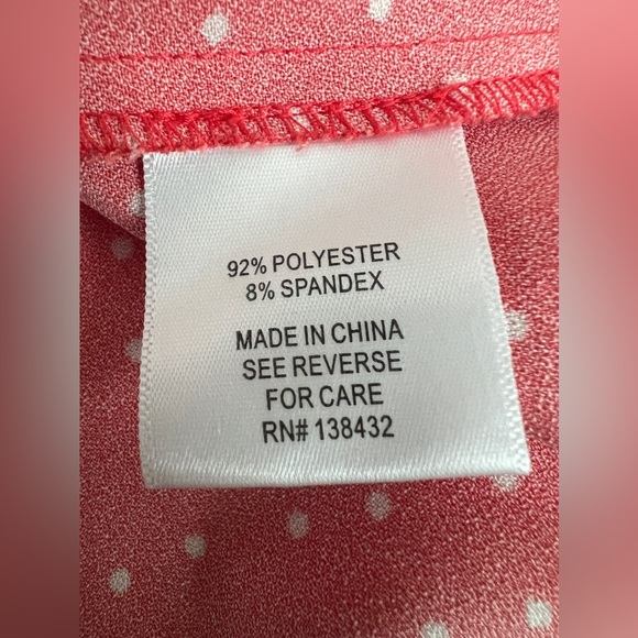 MODCLOTH Coral Orange Polka Dot Summer  Blouse With Tie Back Size Small - Picture 6 of 7